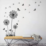 Popxstar Black Dandelion Wall Stickers Butterflies On The Wall Living Room Bedroom Glass Window Decoration Mural Art Home Decor Decals