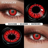 Popxstar  1 Pair Red Cosplay Witch Contact Lenses Halloween Black White Makeup Lens Crazy Party Role Playing Eye Contacts Lens