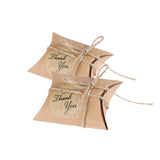 Popxstar 300pcs Paper Boxes Pillow Candy Box Gift Box Kraft Paper Gift Box Vintage Style Wedding Party Favors Supplies with Rope