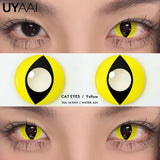 Popxstar  1 Pair Cat Eyes Crazy Lenses Vampire Lenses for Halloween Cosplay Eye Contacts White Lenses Anime Black Colored Lenses