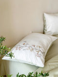 Popxstar  Flowers Embroidery Luxury Bedding Set 600TC Lyocell Bamboo Fiber Soft Silky Duvet Cover Flat/Fitted Bed Sheet Pillowcases 4Pcs