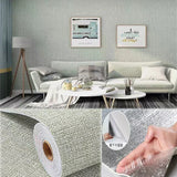Popxstar 3D Self-Adhesive Linen Wallpaper Continuous Waterproof Wall Stickers Living Room Bedroom Kitchen Cabinet Waterproof Wall Sticker