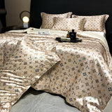 Popxstar  new high-end luxury silky Sleeping naked digital printing washed silk style Bedding Set Duvet Cover Bed Sheet Pillowcases