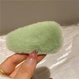 Popxstar Winter Plush Cute Hair Clip Grasping Lamb Children's Broken Hair Pin Clip Headwear Hair Accessories for Girls  Korean Style