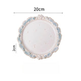 Popxstar Vintage Relief Western Style Dish with Antique Ceramic Tableware Salad and Dessert Dish