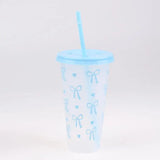 700ml With Lids Sippy Summer Sippy Cup Pink Bow Large Capacity Water Bottle Juice Milk Cup Cold Mug