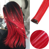 Popxstar 6pcs/pack Colored Party Highlights Clip in Hair Extensions for Girls 22 inches Multi-colors Straight Hair Synthetic Hairpieces