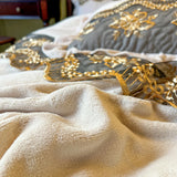 Popxstar  European Luxury Lace Embroidery Crystal Velvet Bedding Sets Duvet Cover Ruffles Quilted Bed Skirt Bedspread Pillowcases 4Pcs