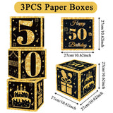 Popxstar  Gold Black Birthday Number Paper Boxes 18 30 40 50 60 70 75 80 Year Old Birthday Party Decoration Adult Birthday Party Supplies