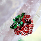 American-style Lace Embroidery Strawberry Tulle Curtains for Living Room Warp Ruffled Curtains Fruit Gauze for Bedroom