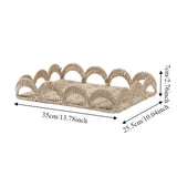 Handmade Paper Rope Storage Basket Rectangular Scalloped Edge Storage Tray Decorative Large Capacity Fruit Basket Bedroom