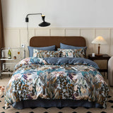 Popxstar  1000TC Egyptian Cotton Flowers Plant Prints Bedding Set Single Double Queen King Size Duvet cover Set Bed Sheet Pillowcases 4Pcs