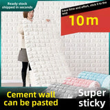 Popxstar 70cmx1/5/10m 3D Foam Self-Adhesive Wallpaper Waterproof Brick Wall Stickers Living Room Bedroom Wall Stickers Home Decoration