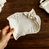 Popxstar  Heavy Industry Hand Made Breakfast Dim Sum Plate Antique Decoration European Style Double Ear Plate Fruit Dessert Tray
