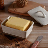 Popxstar  Vintage Ceramic Butter Box Butter Dish Square Cream Box with Lid Plate Multi Functional Cheese Storage Box Kitchen Accessories