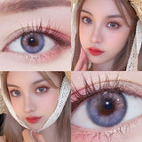 Popxstar  2PCS  Red Color Contact Lenses Large Diameter 14.5mm Myopia Degree Colored Lens Blue Beauty Pupil Makeup One Year Use