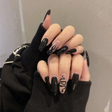 Popxstar 24Pcs/Box Gradient Long Ballet France Press on Nail Ink Chinese Style False Nails Rose Girls Full Cover Fake Nail Piece Finished