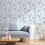Popxstar Blue Floral Peel and Stick Wallpaper Vintage Blue White Self Adhesive Wallpaper Botanical Removable Contact Paper for Bedroom