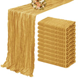 Popxstar 10PCS Set Semi-Sheer Gauze Wedding Table Runner Sage Green Cheesecloth Table Dining Party Christmas Banquets Arches Cake Decor