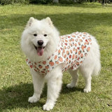 Cute Ruffle Hem Flower Print Dog Vest Skirt Skin Friendly Cool Fabric Anti-UV Outdoor Summer Outfit For Large Breed Dogs
