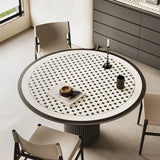 Popxstar Minimalist Round Dining Table Mat with Lines Stripes Desktop Protective Mat Waterproof Oil-proof PVC Table Mat Anti-scratch Mats