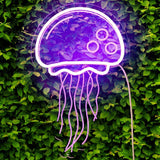 Enchanting Purple Jellyfish Neon Light - Wall Art for Bedroom & Dining, Perfect Birthday Party Decor & Teen Girl Gift