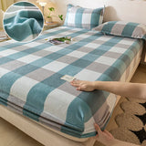 Popxstar Soft Plush Warm Mattress Cover Winter Velvet Material Fitted Sheet Thickened Warm Bed Cover Mattress Protector Multiple Sizes