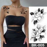 Popxstar Waterproof Temporary Tattoo Sticker snake flower rose Flash Tatoo sexy Arm Large Size Black Wrist Fake Tatto For Body Art Women