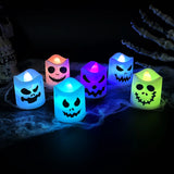 Popxstar 6pcs Halloween Led Ghost Pumpkin Candle Light Glowing Lamp Halloween Party Home Bar Decoration Haunted House Horror Props
