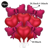 Popxstar  Red Heart Balloon Burgundy Bow Foil Balloon 18-inch Metallic Red Heart Balloon For Birthday Engagements Wedding Valentine's Day