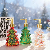 Popxstar  Christmas Design Glass Dispenser Bottle Refillable Pump for Shampoo Soap Lotion Holiday Bathroom Decor Gifts Vanity Organizer