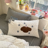3/4Pcs Bedding Set Polka Dot Cartoon Puppy Checkered Sheet Boiled Cotton Bed Linen Kawaii Cotton Duvet Cover Set Full Size