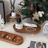 Popxstar Retro Japanese Solid Wood Tray Earring Jewelry Plate Perfume Shelf Cosmetics Storage Entrance Key Storage Tray Home Decorations