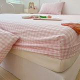 Popxstar Washed Cotton Fitted Sheet Non Slip Fitted Sheet Elastic Band Around Mattress Cover Bed Cover And Pillowcase