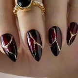 Popxstar 24pcs Silver Almond False Nails Oval Decorated Cloud Milk Wearable Fake Nails Short Press On Nail Coffin Detachable French Tips