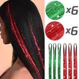Popxstar 12pcs Glitter Sparkling Shinny Fairy Hair Accessories Tinsel Hair Extension for Women and Girls for Christmas New Year Halloween