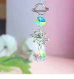 Popxstar Crystal Wind Chime Moon Sun Catcher Diamond Prisms Pendant Gift of Good Luck Outdoor Rainbow Hanging Drop Home Garden Decor