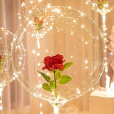 Popxstar 5PCS Valentine's Day Rose Wave Ball Bouquet LED Glow Balloon Wedding Party Decoration
