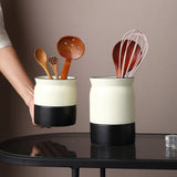 Chopstick Barrel, Ceramic Household Water Drainage Tableware Barrel Kitchen Knife and Fork Storage Rack