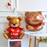 Popxstar 1set Valentines Day Red Love Bear Balloon Rose Red Pink Balloons Garland Valentines Day Home Decor Wedding Bbirthday Party Decor