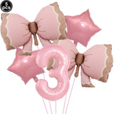 Popxstar  5pcs Bow Balloon Birthday Decorations Bow Tie Pink Balloon Bow Balloon Wedding Bride Shower Birthday Girl Decoration Bow Balloon