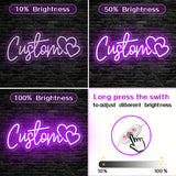 Popxstar  Text LED Neon Sign with Double Heart Design - USB-Powered Wall Art for Weddings, Anniversaries, Bedroom Decor