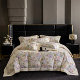 Popxstar  Premium 100% Cotton Brushed Bedding Set Flowers Prints Oil Painting Style Duvet Cover Flat/Fitted Bed Sheet Pillowcases 4Pcs