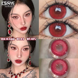 Popxstar  2PCS  Red Color Contact Lenses Large Diameter 14.5mm Myopia Degree Colored Lens Blue Beauty Pupil Makeup One Year Use