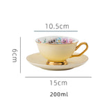 Popxstar  Ceramic Coffee Cup Elegant Flower Tea Cup and Saucer Afternoon Dessert Porcelain Tea Cup Saucer Set Tea Cafe Espresso Cup