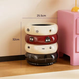 Popxstar  12L Doughnut Shape Wastebasket with Lid Wheel Recycle Bin Bedroom Living Room Kitchen Garbage Cube Cream Wind Cute Trash Can