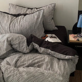 4Pcs Bedding Set Beddings Sets Full Futon Set Striped Bed Linen Complete Teen Bedrooms Duvet Pillowcase Cover Flat Sheet