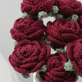 Popxstar 1/3pcs Knitted Rose Handmade DIY Woolen Crochet Artificial Flower Bouquet Room Home Decoration Bride Wedding Mother's Day Gifts