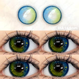 Popxstar Prescription Contact Lenses Myopia Lenses with Diopters Green Pupils Color Contact Lenses for Eyes Blue Lens 1 Pair/2pcs