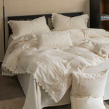 Popxstar  4/5Pcs French Vintage Bedding Sets 85% Cotton and 15% Linen Stitch Embroidery Double Bed Sheet Coverlet Quilt Cover Pillowcases